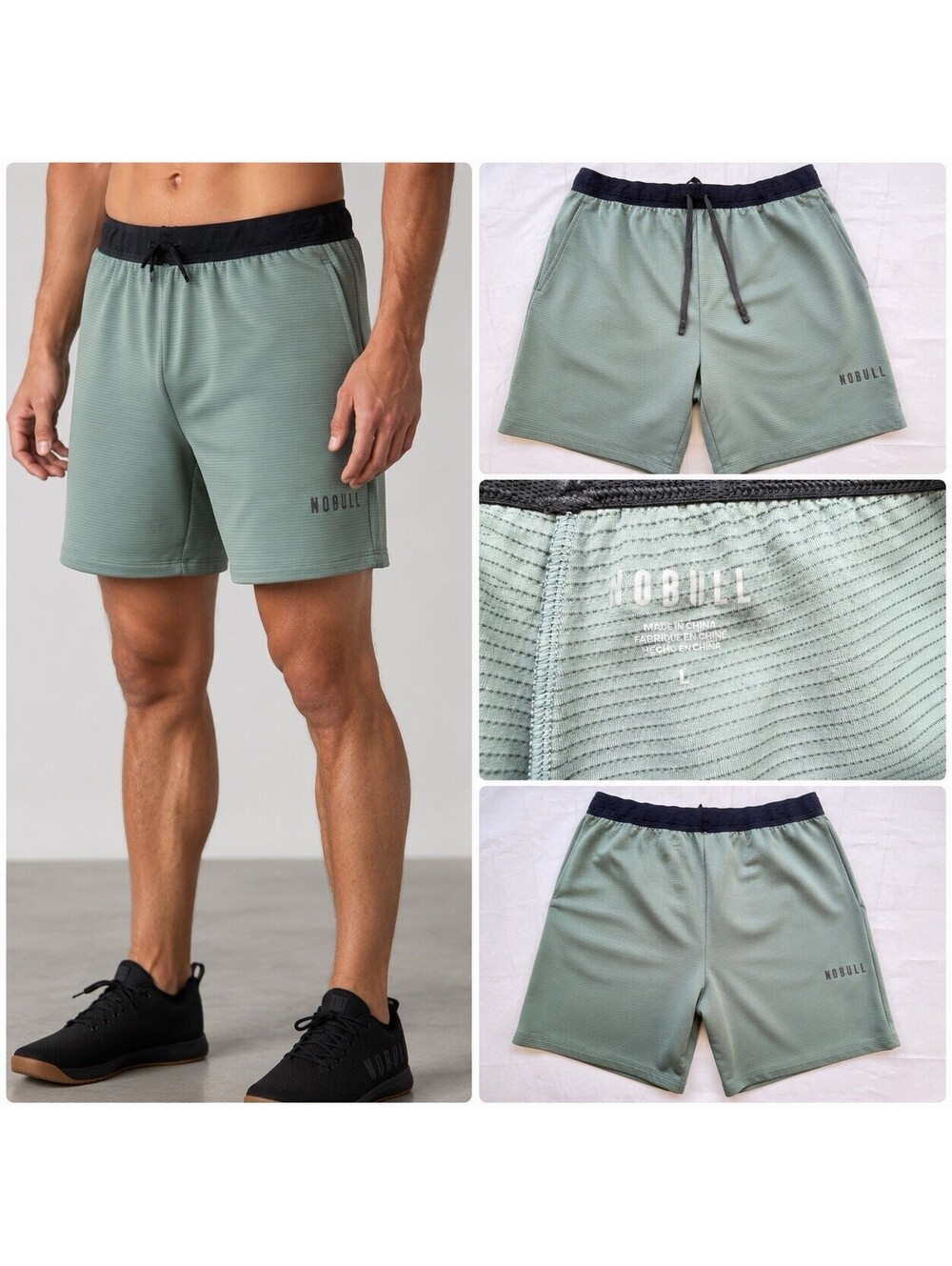 NOBULL Mens Large L Performance Training Shorts Green CrossFit Workout Gym